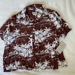 Brixton Riviera Chocolate and Cream Tropical Shirt